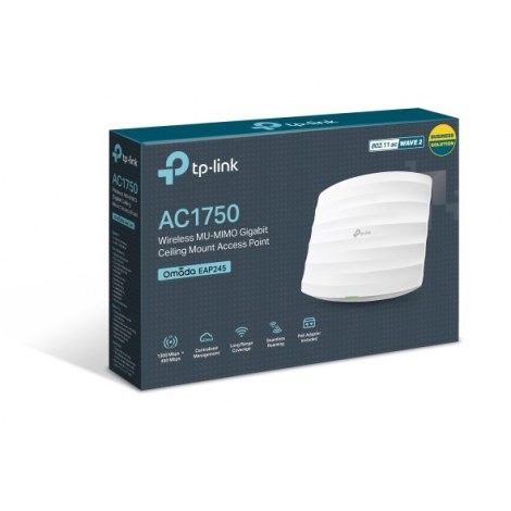 TP-LINK | EAP245 | Access Point | 802.11ac | 2.4GHz and 5GHz | 450+1300 Mbit/s | 10/100/1000 Mbit/s | Ethernet LAN (RJ-45) ports - 3